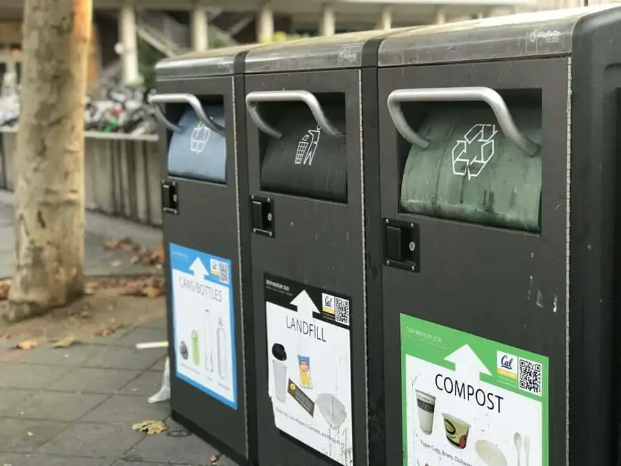 Commercial recycling bins awaiting cleaning